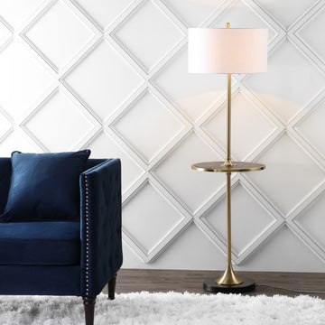 Luce 59" Metal/Wood LED Floor Lamp with Table - JONATHAN Y